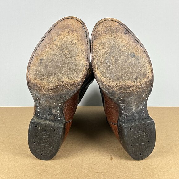 Tony Lama Stockman Western Cowboy Boots Mens 8 Extra Wide Brown Pull On - Picture 6 of 9